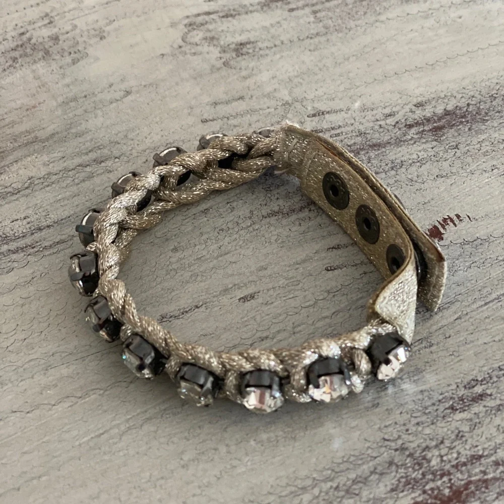 Henri Bendel  Snap Gun Metal Chrystal Bracelet​​​​​​​​​ - Picture 3 of 8